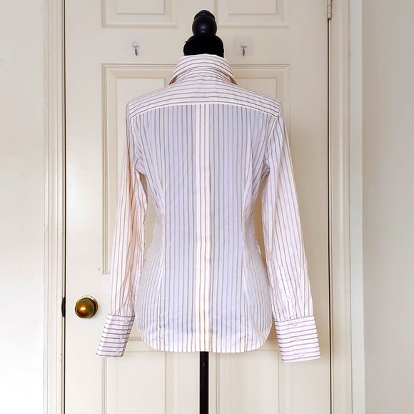 Express Design Studio Stretch Gold Stripes Button Down Dress Shirt. - Picture 2 of 4